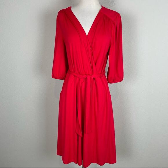 Draper James Red Knit RSVP Faux Wrap Dress Medium - Picture 3 of 10